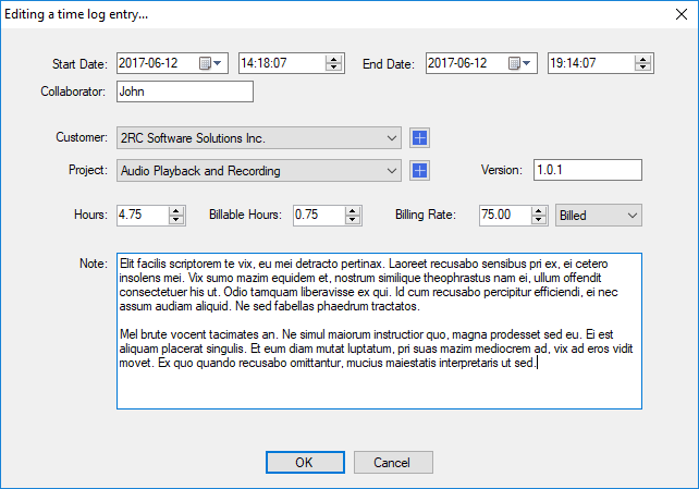 Add/Edit a Time Log Entry